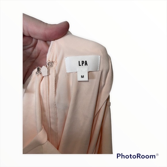 NWT LPA x REVOLVE Blush Pink Ruffle High Slit Maxi Dress Size Medium - Picture 5 of 8